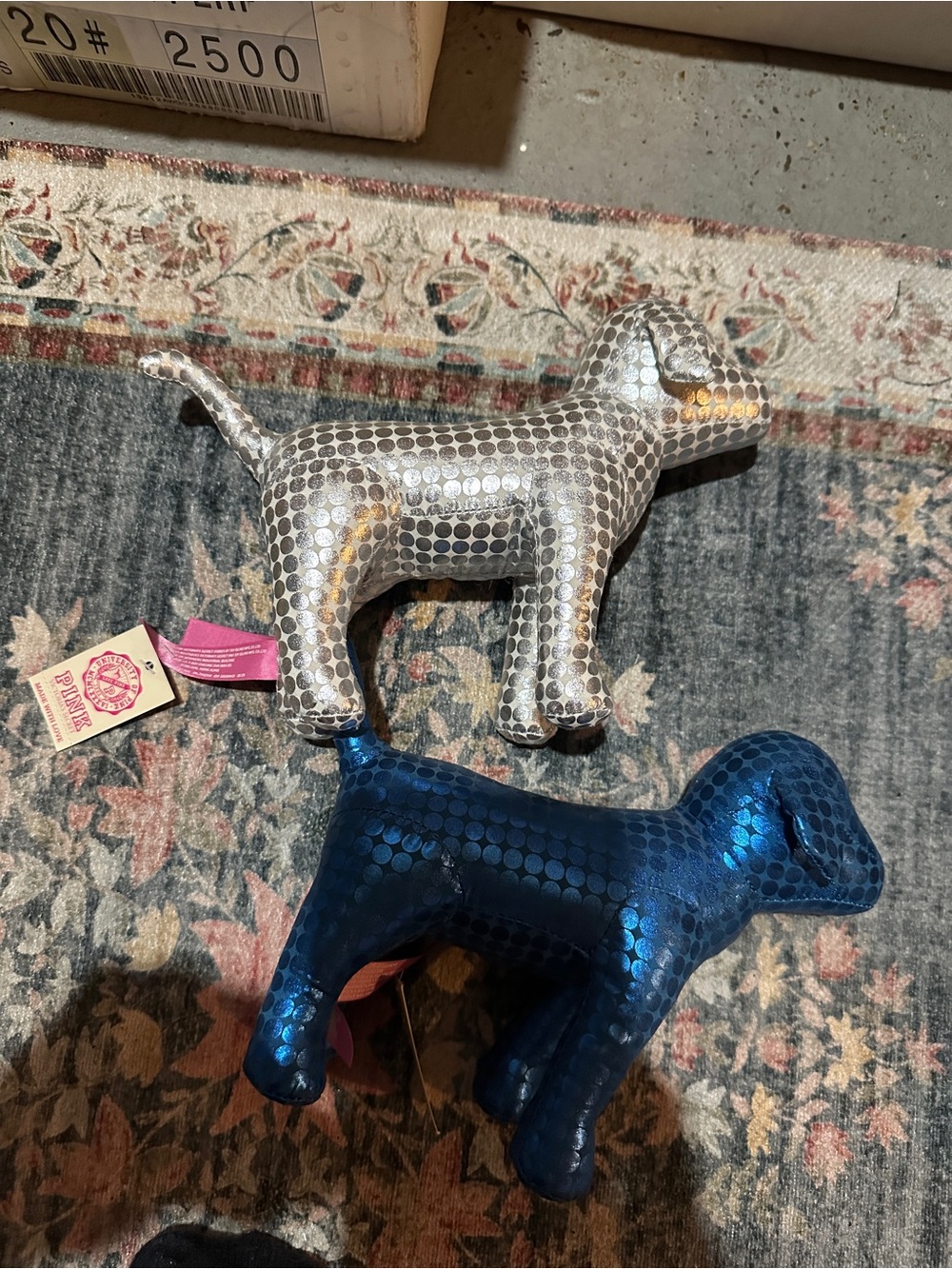 PINK Victoria's Secret Shiny Blue and Silver Decorative Dog Pair - Picture 3 of 3